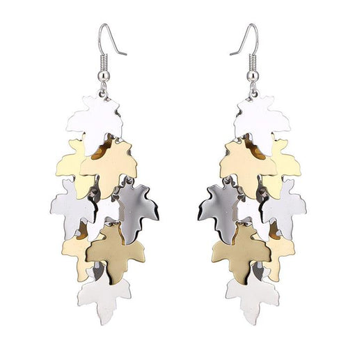 Brass Ohrringe silberfarben und golden Blätter glänzend - chic - net.de