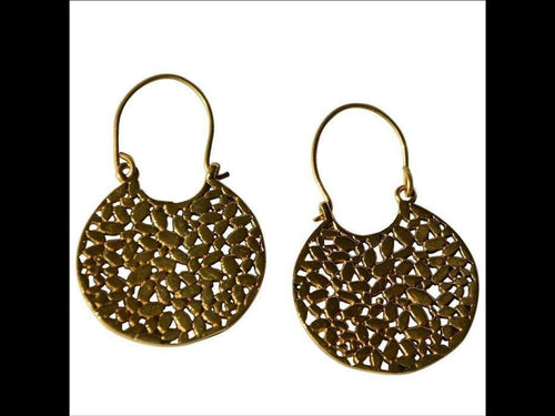 Brass Ohrringe Tribal gewölbt Ellipsen Kreis antik golden Messing - chic - net.de