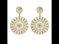 Load image into Gallery viewer, Brass Ohrstecker rund Kreis Blumen Schnörkel antik golden glänzend - chic - net.de
