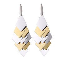 Load image into Gallery viewer, Brass Ohrstecker silberfarben und golden Rauten Anhänger glänzend - chic - net.de
