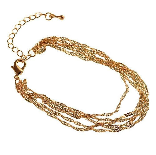 Brass Panzerketten Armband golden filigran fünflagig gedreht 17 - 22 cm verstellbar - chic - net.de