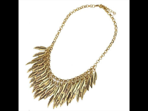 Brass Schmuckset goldfarben Kette Federn Ohrringe verstellbar - chic - net.de