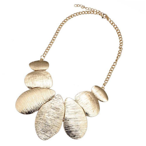 Brass Schmuckset goldfarben Kette Formen Struktur Ohrringe - chic - net.de