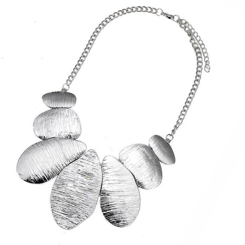 Brass Schmuckset silberfarben Kette Formen Struktur Ohrringe - chic - net.de