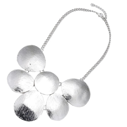 Brass Schmuckset silberfarben Kette rund Struktur Ohrringe oval Länge verstellbar - chic - net.de