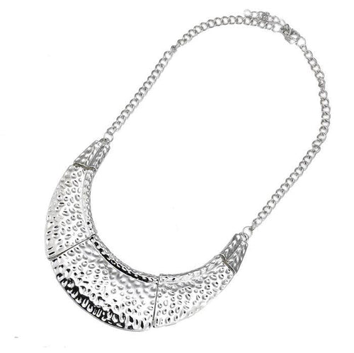 Brass Schmuckset silberfarben Kette Struktur Ohrringe Tropfen Länge verstellbar - chic - net.de