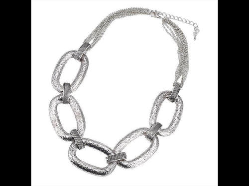 Brass Schmuckset silberfarben ovale große Gliederkette Ohrringe fein verstellbar - chic - net.de