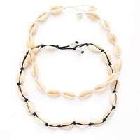 Cargar imagen en el visor de la galería, Choker Halskette Cowrie Kauri Muschel schwarz weiß - chic - net.de
