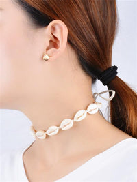 Cargar imagen en el visor de la galería, Choker Halskette Cowrie Kauri Muschel schwarz weiß - chic - net.de
