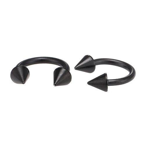 Circular Barbel Piercing schwarz mit Cones aus Edelstahl Hufeisen Augenbraue - chic - net.de