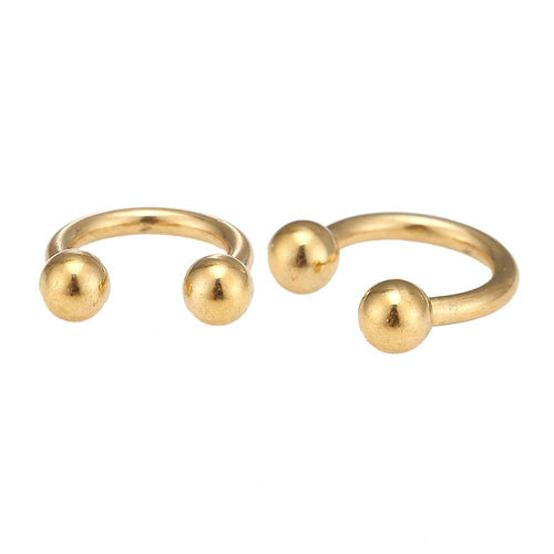 Circular Barbell Piercing groß mit Kugeln in goldener Farbe aus Edelstahl Hufeisen - chic - net.de