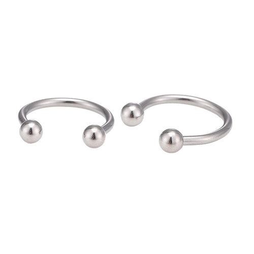 Circular Barbell Piercing mit Kugeln silber mittel aus Edelstahl Hufeisen - chic - net.de