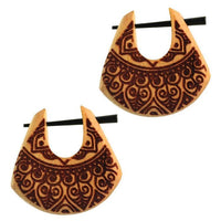 Cargar imagen en el visor de la galería, Pin Creolen Jackfrucht Holz hell Horn-Pin 23 mm Träne dunkle Gravur Motiv
