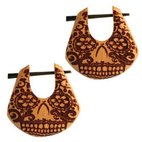 Cargar imagen en el visor de la galería, Pin Creolen Jackfrucht Holz hell Horn-Pin 23 mm Träne dunkle Gravur Motiv
