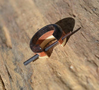 Cargar imagen en el visor de la galería, Creolen Ohrringe Holz Stick Pin 15mm hell rot schwarz
