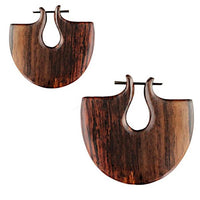 Cargar imagen en el visor de la galería, Pin Creolen Stick Ohrringe Holz Halbkreis 55mm breit
