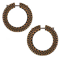 Load image into Gallery viewer, Creolen Ohrringe Holz Stick Pin Saba Holz Tribal Sonnenblume - chic - net.de
