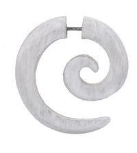 Cargar imagen en el visor de la galería, Holz Spiralen-Ohrring Fake Piercing-Ohrschmuck in Weiß
