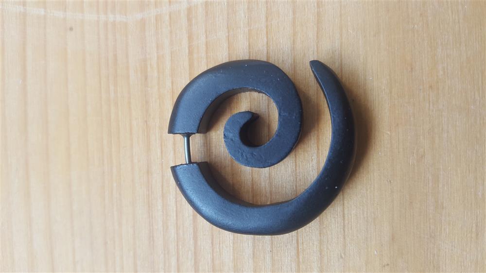 Fake Spirale Lobe Piercing Edelstahl Ohrstecker Dehnschnecke Holz Ohrring Dehner