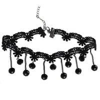 Load image into Gallery viewer, Damen Kette eng anliegend schmales Stoffband schwarz Wellenförmig Gothic 26,5 cm Karabiner verstellbar Edelstahl - chic - net.de
