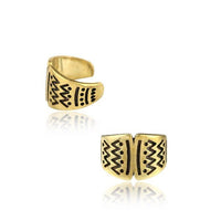 Cargar imagen en el visor de la galería, Ear cuff Dread Lock Bead Messing gold Ethno - Gravur - chic - net.de
