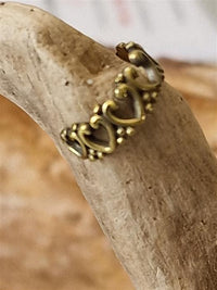 Cargar imagen en el visor de la galería, Ear cuff Dread Lock Bead Messing gold Herzen Krone - chic - net.de

