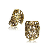 Load image into Gallery viewer, Ear cuffs verschnörkeltes Muster Blumen Messing gold - chic - net.de

