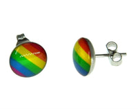 Load image into Gallery viewer, Edelstahl Ohrstecker bunt Regenbogen rund 10mm - chic - net.de
