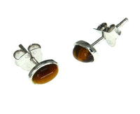 Load image into Gallery viewer, Ohrstecker 925 Sterling Silber mit Tigerauge oval 7mm
