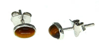 Load image into Gallery viewer, Ohrstecker 925 Sterling Silber mit Tigerauge oval 7mm
