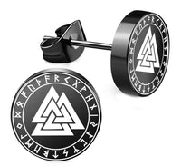 Load image into Gallery viewer, Edelstahl Ohrstecker schwarz 8-10mm Viking Celtic Nordic
