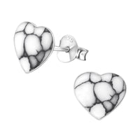Load image into Gallery viewer, Ohrstecker 925 Sterling Silber Herz E-Coat Muschel Stein
