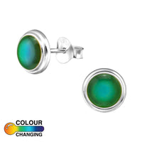 Load image into Gallery viewer, Ohrstecker 925 Silber rund E-Coat Abalone Farbwechsel
