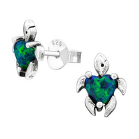 Load image into Gallery viewer, Ohrstecker 925 Sterling Silber Schildkröte Opal E-Coat
