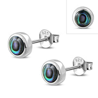 Load image into Gallery viewer, Kleine Ohrstecker 925 Silber Stein Muschel rund 3mm
