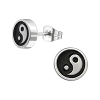 Cargar imagen en el visor de la galería, Chirurgischer Edelstahl Ohrstecker Herz Yin Yang 8mm
