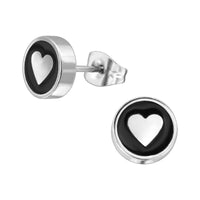 Cargar imagen en el visor de la galería, Chirurgischer Edelstahl Ohrstecker Herz Yin Yang 8mm
