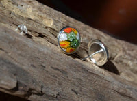 Load image into Gallery viewer, 925 Silber Ohrstecker Muranoglas rund bunt Blümchen
