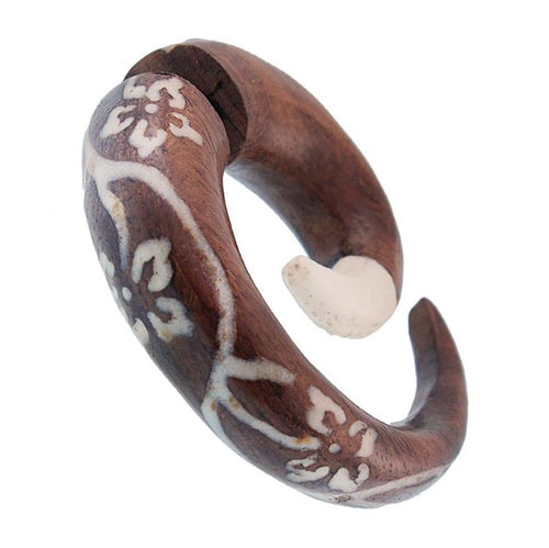 Fake Holz Piercing Spitze Bone Spirale Blume Plug nickelfrei Edelstahl Ohrstecker Organic - chic - net.de
