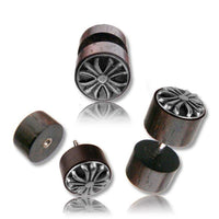 Load image into Gallery viewer, Fake Holz Plug Piercing Narraholz Kreuz Edelstahl - chic - net.de

