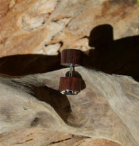 Load image into Gallery viewer, Fake Holz Plug Piercing Narraholz Kreuz Edelstahl - chic - net.de

