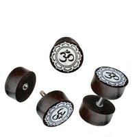 Load image into Gallery viewer, Fake Holz Plug Tamarinde Bone Inlay OM - Zeichen Edelstahl Organic Tribal - chic - net.de
