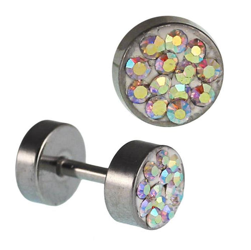 Fake Piercing Edelstahl bunt schimmernde Mini Zirkonia Steine 5 mm - chic - net.de