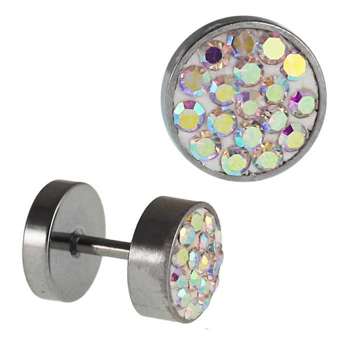 Fake Piercing Edelstahl bunt schimmernde Mini Zirkonia Steine 7 mm - chic - net.de