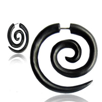 Cargar imagen en el visor de la galería, Fake Piercing Edelstahl Holz schwarz XL Spirale - chic - net.de
