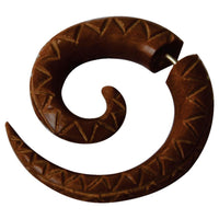 Cargar imagen en el visor de la galería, Fake Piercing Edelstahl Holz Zacken Dehnschnecke - chic - net.de
