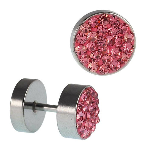 Fake Piercing Edelstahl rosa schimmernde Mini Zirkonia Steine 7 mm - chic - net.de