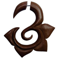 Cargar imagen en el visor de la galería, Fake Piercing Edelstahl Rosenholz Blume Spirale - chic - net.de

