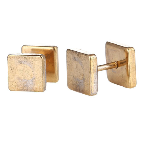 Fake Piercing Edelstahl Schraubverschluss Expander goldfarben große Quadrate 8 mm - chic - net.de