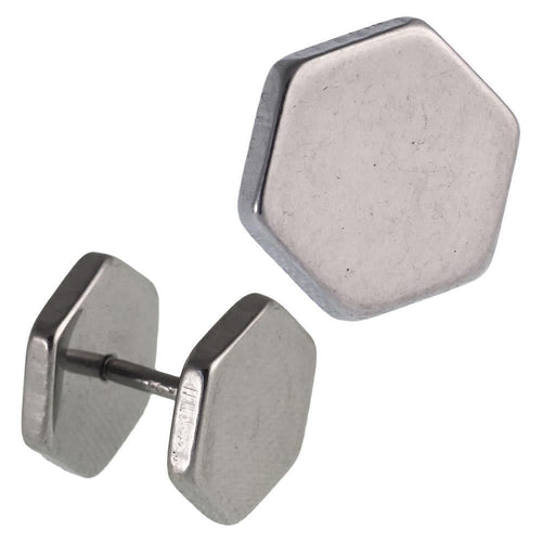 Fake Piercing Edelstahl Schraubverschluss Expander silberfarben sechs Eck 9 mm - chic - net.de